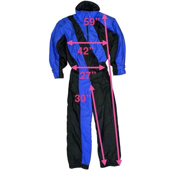 Tyrolia by Head Vintage One-Piece Ski Suit Women’s Small Blue Black Snow Suit - Picture 8 of 8